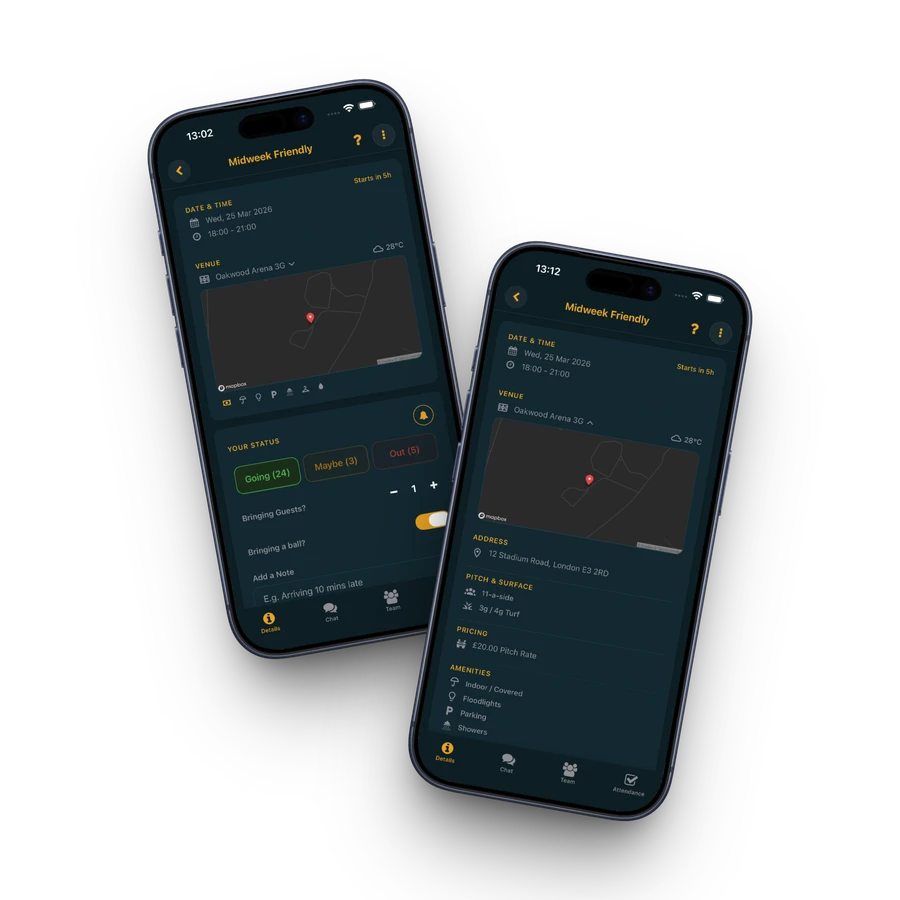 Pivio app showing squad status screen