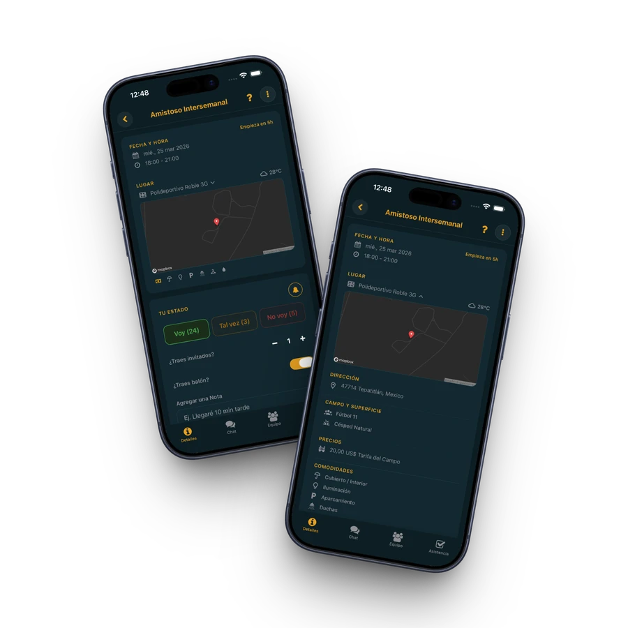 Pivio app showing squad status screen