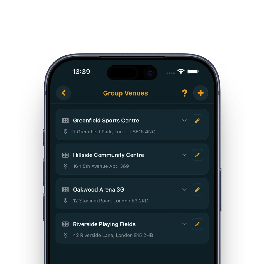 Pivio football venue details screen with map and pitch information