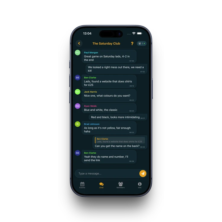 Pivio group chat feature screen