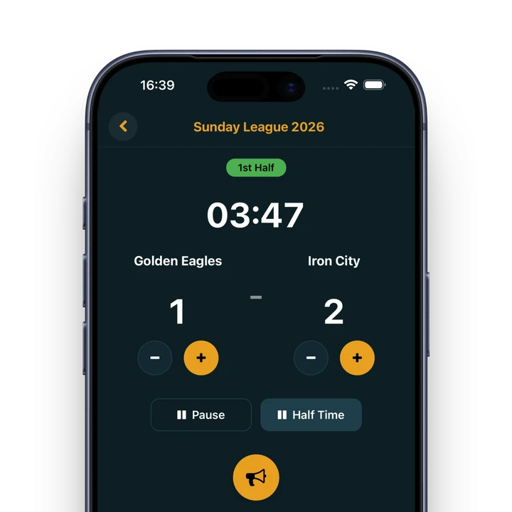 Pivio live tournament scoreboard with timer and score controls